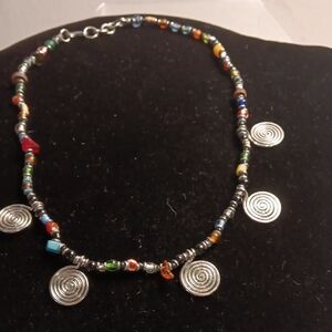 Colorful Beaded Necklace with Silver Accents